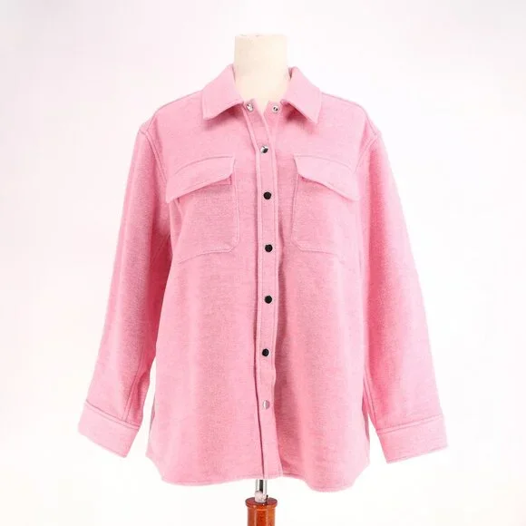 NWT & OTHER STORIES Oversized Wool Blend Overshirt Shacket Pink Size US 6 - Picture 2 of 9